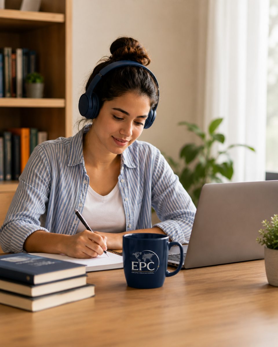 Estudante estudando online curso EAD EPC educacional